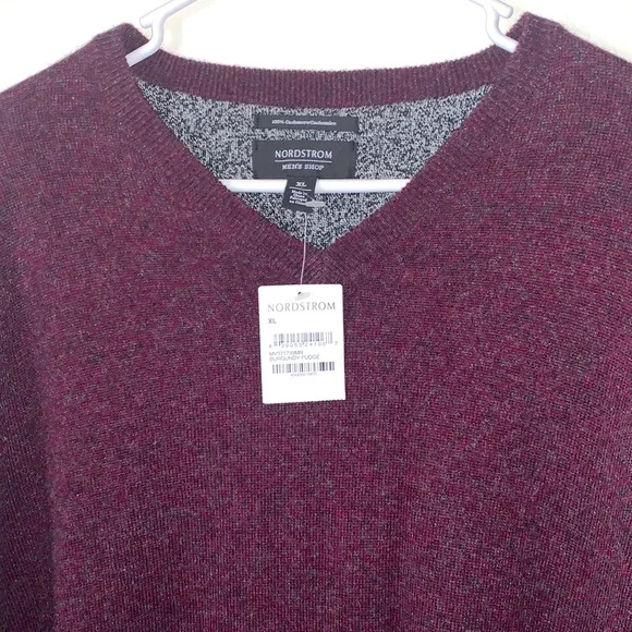 NWT NORDSTROM MEN’S SHOP 100% CASHMERE BURGUNDY FUDGE SWEATER SIZE XL